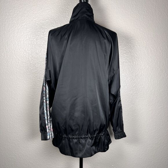 RARE Adidas Originals Sz 8/UK12 Windbreaker Long Sleeve 1/2 Zip 3-Stripes Black - Picture 3 of 12